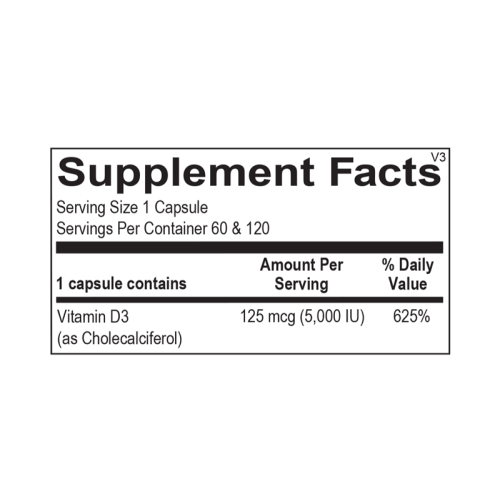 Ortho Molecular Product Vitamin D - 5000 IU - 120 Capsules