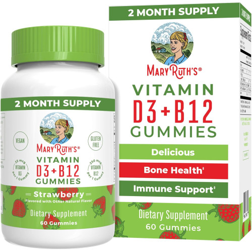 MaryRuth Organics Vegan Vitamin D3 + Vitamin B12 Gummies  60 Servings