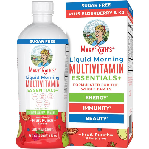 MaryRuth's Multivitamin for Women Men & Kids | Sugar Free | Vegan | Vitamin A, C, D, E, B12, Zinc | Daily vitamins for Kids, Mens, Womens Multivitamin | Energy & Beauty Booster Multimineral | 32 Fl Oz